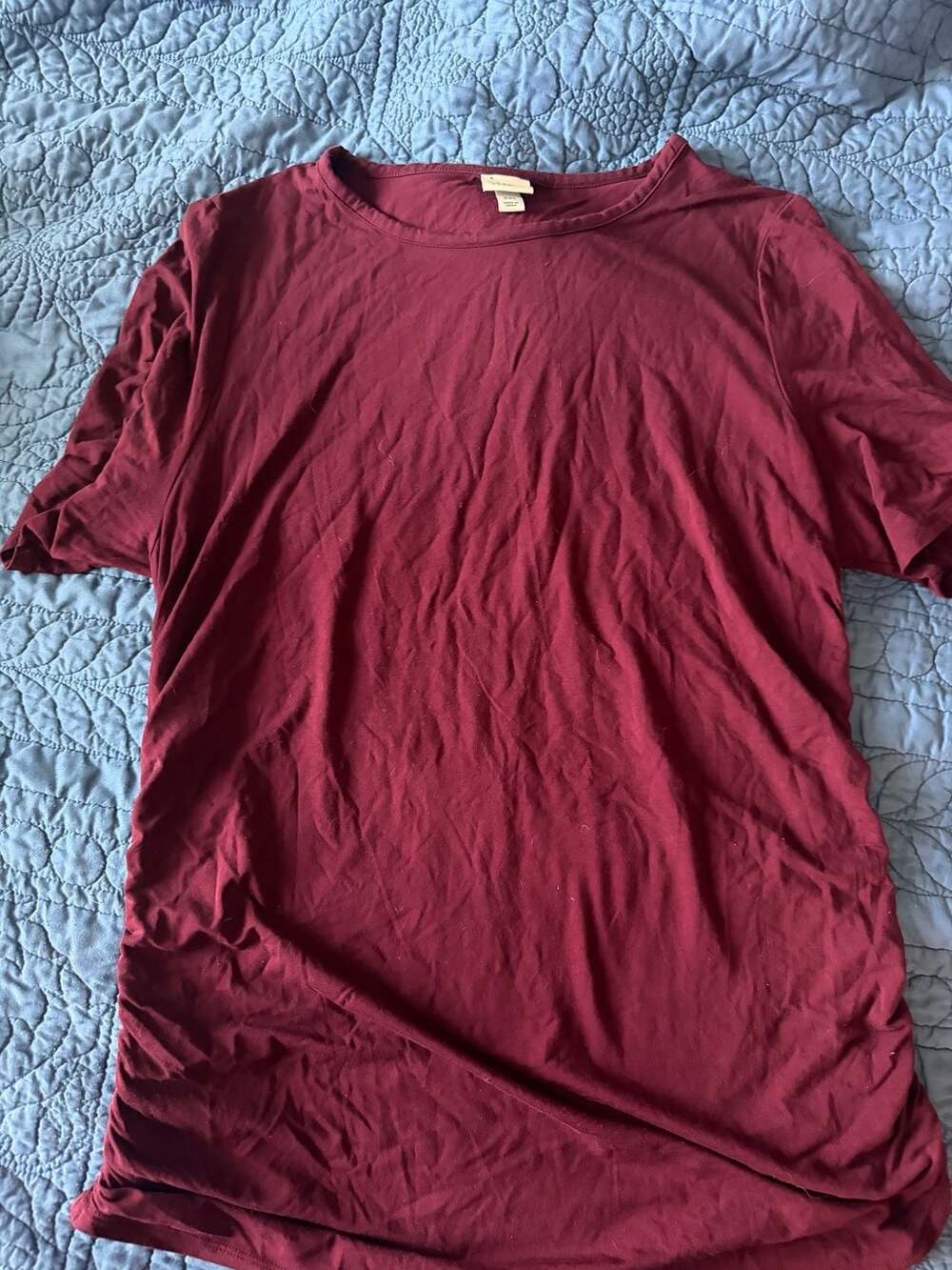 A New Day Women's Short Sleeve Ruched Side Crewneck T-Shirt Maroon